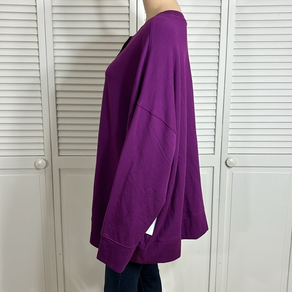 NWT Athleta Oversized Long Sleeve Balance Henley Sweatshirt in Exotic Fuchsia 3X - Picture 10 of 13